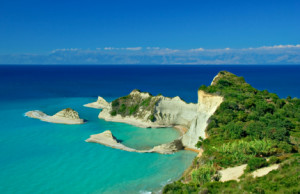 Cape Drastis with nearby islands on Corfu island, Greece